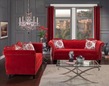 Zaffiro Sofa SM2232 in Ruby Red Fabric w/Options [FAS-SM2232-Zaffiro]