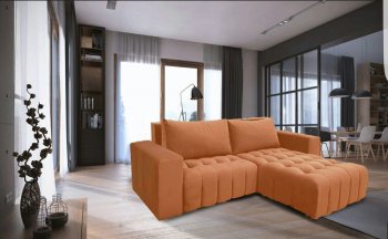 Neo Sectional Sofa in Orange Fabric by ESF w/Bed & Storage [EFSS-Neo Orange]