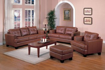 2 Pc Brown Bonded Leather Elegant Sofa & Loveseat Set [CRS-501591 Samuel]