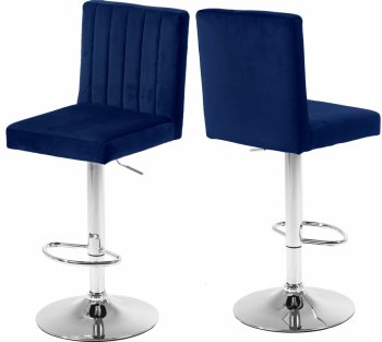 Joel Bar Stool 710 Set of 4 Navy Velvet Fabric by Meridian [MRBA-710 Joel Navy]