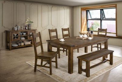 Kristen 5Pc Dining Room Set CM3060T in Rustic Oak w/Options