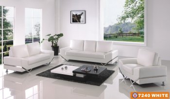 7240 Sofa in White Bonded Leather & PVC by American Eagle [AES-7240 White]