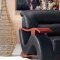 Black Leather Modern 3Pc Sofa Set w/Wooden Arms Rests