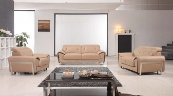 669 Sofa in Beige Leather by ESF w/Optional Loveseat & Chair [EFS-669]