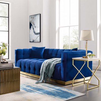 Vivacious Sofa in Navy Velvet Fabric by Modway [MWS-3409 Vivacious Navy]