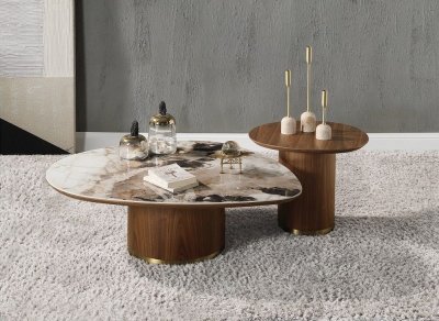 Willene Coffee Table 3Pc Set LV03155 by Acme w/Ceramic Top