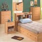 Natural Oak Finish Kids Contemporary Bedroom w/Storage Bed