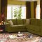 Tan or Olive Velvet Contemporary Sectional Sofa w/Rolled Arms