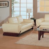 Beige Leather Living Room Set