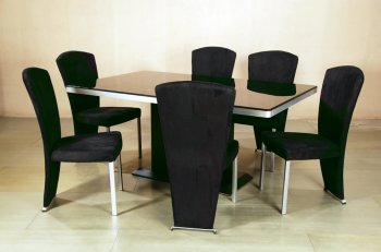 Black Glass Top Modern Elegant Dining Table w/Optional Chairs [CYDS-MONIQUE-DT]