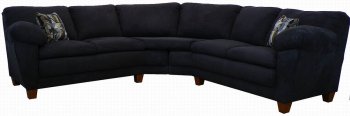 Black Fabric Modern Sectional w/Wooden Legs [PMSS-147-Black]