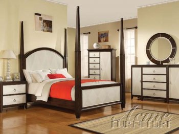 Dark Cherry & White Finish Transitional Acme Audry Bedroom [AMBS-19960-Audry]