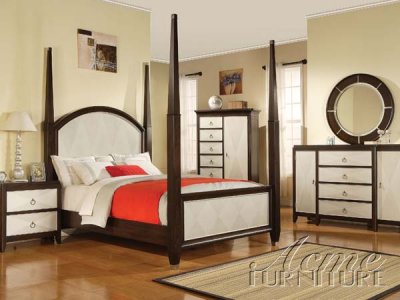 Dark Cherry & White Finish Transitional Acme Audry Bedroom