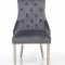 Leo Silver Dining Chair Set of 2 in Gray Fabric