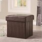 Brown Vinyl Modern Square Ottoman w/Storage