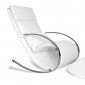 Chloe Rocker Chair & Ottoman in White Leatherette by Whiteline