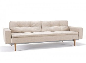 Dublexo Sofa Bed in Gray by Innovation w/Arms & Light Wood [INSB-Dublexo Arms Light Wood-505]