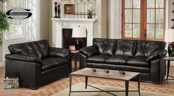 Black Bonded Leather Sofa & Loveseat Set 8650 by Just in Time [JTS-8650-BL]