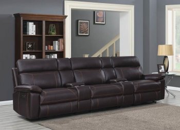 Albany 3-Seater Home Theater 603291PPT in Dark Brown by Coaster [CRSS-603291PPT Albany]