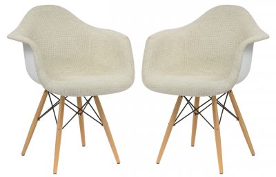 Willow Set of 2 Accent Chairs W24BGT in Beige by LeisureMod