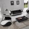 Black & White Leather 3Pc Modern Artistic Living Room Set