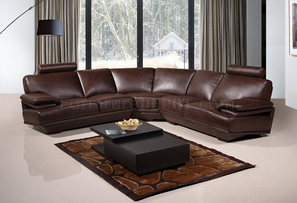 chocolate leather sectional sofa