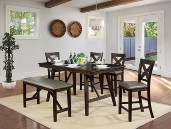 Bridgeville 5Pc Counter Ht. Dining Set CM3344PT in Rustic Brown [FADS-CM3344PT-Bridgeville]