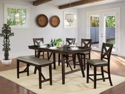 Bridgeville 5Pc Counter Ht. Dining Set CM3344PT in Rustic Brown