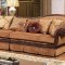 Linda Sectional Sofa in Brown Fabric & Bonded Leather