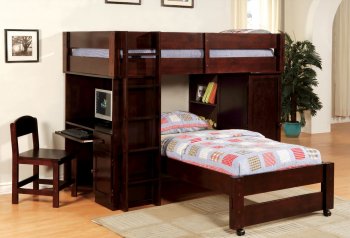 CM-BK529EXP Harford Bunk Bed in Dark Walnut w/Desk & Chair [FAKB-CM-BK529EXP]