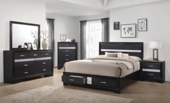 Miranda Bedroom Set 5Pc 206361 in Black by Coaster w/Options [CRBS-206361-Miranda Black]