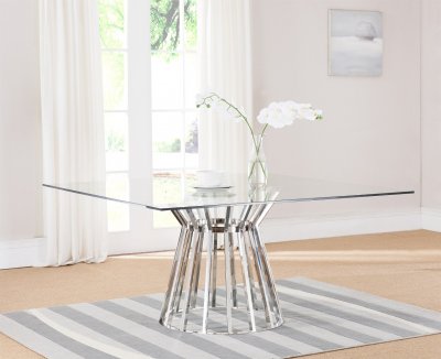 Mason Square Dining Table in Metal & Glass by Whiteline Imports