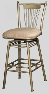 Bronze Tone Base & Taupe Suede Seat Set of 2 Barstools