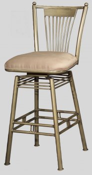 Bronze Tone Base & Taupe Suede Seat Set of 2 Barstools [CYBA-0713-BS]