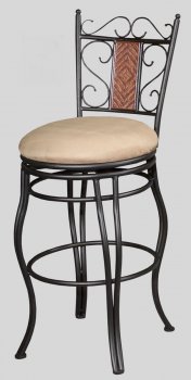 Grey Metal & Taupe Suede Seat Set of 2 Traditional Barstools [CYBA-0708-BS]