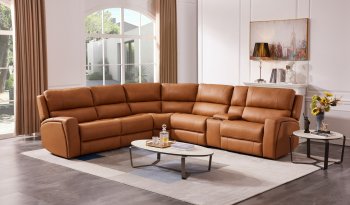 70815M Power Reclining Sectional Sofa in Pumpkin Leather by J&M [JMSS-70815M Pumpkin]