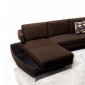 Brown Fabric Modern Elegant Sectional Sofa w/Metal Legs