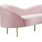 Ritz Sofa 659 in Pink Velvet Fabric by Meridian w/Options