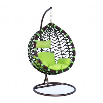 Wicker Hanging Egg Swing Chair ESC42G in Green by LeisureMod