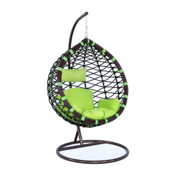 Wicker Hanging Egg Swing Chair ESC42G in Green by LeisureMod [LMOUT-ESC42G]