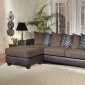 Chocolate Fabric Modern Sofa & Ottoman Set w/Leather Base