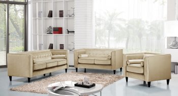 Taylor Sofa 642BE in Beige Velvet Fabric w/Optional Items [MRS-642 Beige Taylor]