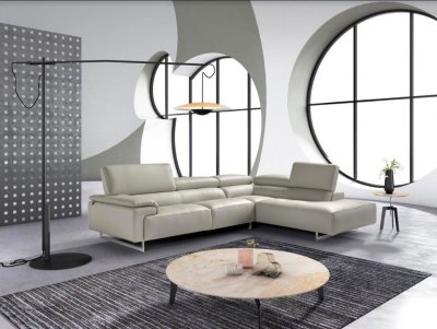 Wish Sectional Sofa in Grey Full Leather by VIG