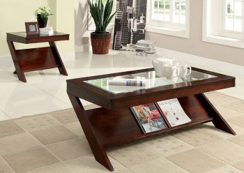 CM4004 Vint Coffee Table in Dark Cherry w/Optional End Table [FACT-CM4004 Vint]