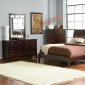 Warm Merlot Finish Contemporary Bed w/Optional Casegoods