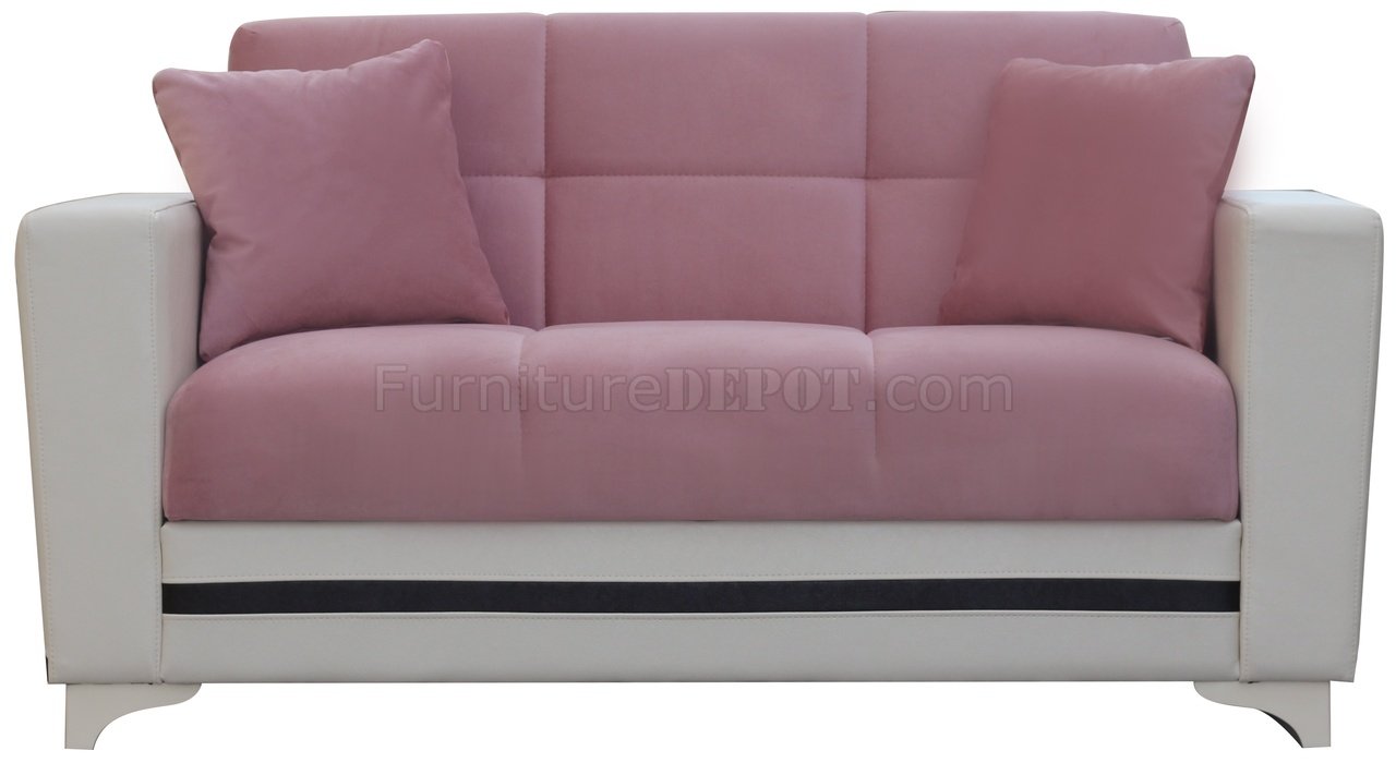 pink fabric sofa bed