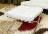 Modern White Button Tufted Full Leather Ottoman