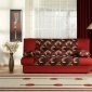 Contemporary Red Microfiber Sofa Bed with Storage Unit