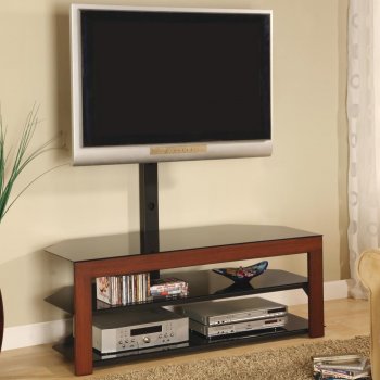 Warm Medium Walnut Finish Modern TV Stand w/Bracket & Shelves [CRTV-700615]