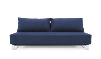 Ifelt Blue Fabric Modern Sofa Bed w/Stainless Steel Legs [INSB-Reloader-Sleek-Blue]